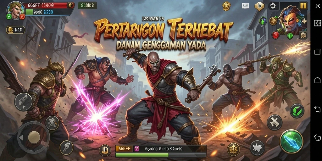 Tampilan epik dari gameplay pertarungan 666FF yang menegangkan.