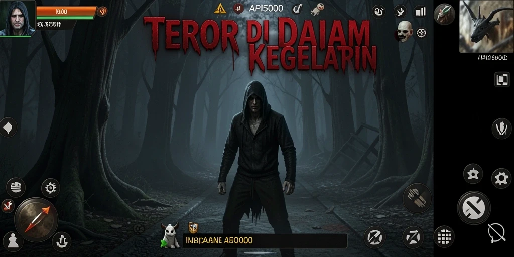Tampilan gameplay menyeramkan di API5000 saat Anda menghadapi makhluk kegelapan.