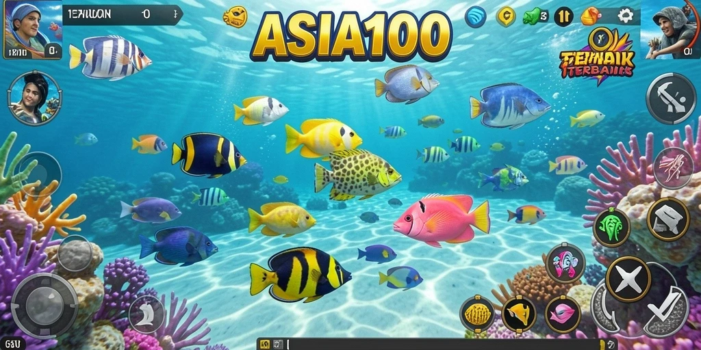 Gameplay ASIA100 menembak ikan secara seru dan menantang.