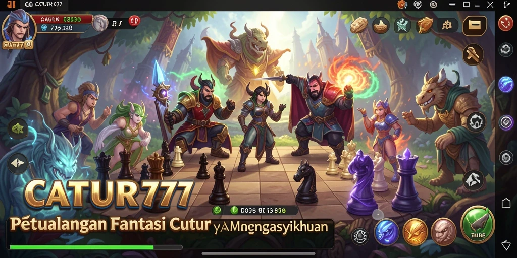 Tampilan seru gameplay RPG di CATUR777 dengan pertempuran catur.