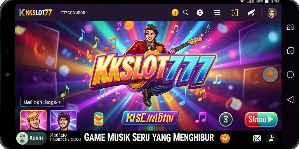Tampilan gameplay menarik KKSLOT777 dengan antarmuka musik interaktif.