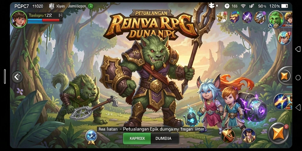 Screenshot menunjukkan aksi mendebarkan dalam permainan RPG PCPC7.