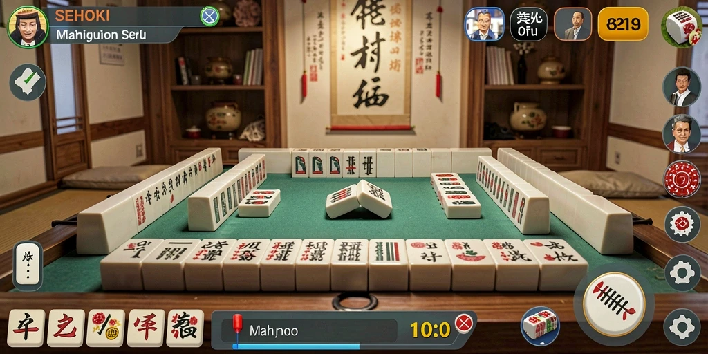 Tampilan gameplay <strong>SEHOKI</strong> dengan desain ubin Mahjong yang menarik.