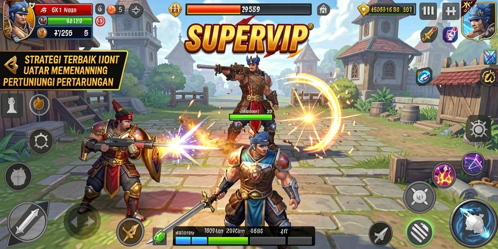 Tampilan gameplay SUPERVIP yang menantang dan strategis.
