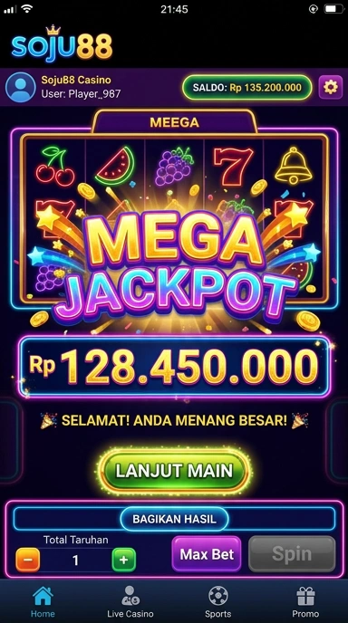 Tampilan antarmuka soju88 yang bersih dan teratur.